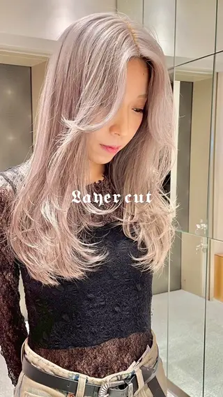 ロング Reve by Lond仙台所属・カットモデル無料 8000円ハイトーンのヘアスタイル