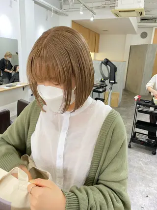 ショート カラー 森貴裕/ベージュ/ パーマ/オリーブのヘアスタイル