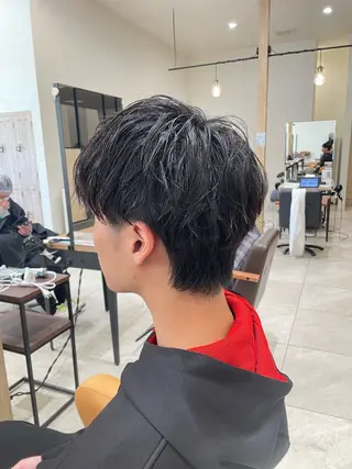 ミディアム パーマ メンズ 野水 隆雅のヘアスタイル