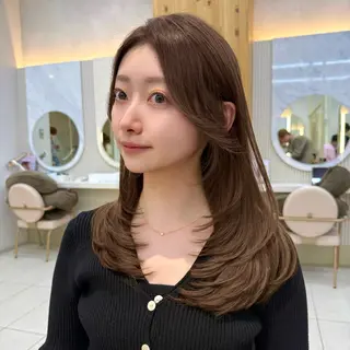 セミロング カラー 似合わせレイヤー/ 透明感カラーのヘアスタイル