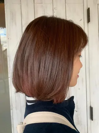 ミディアム カラー MOLLA 浅香山店所属・谷口ゆめ/縮毛矯正/ 大人女子/眉ワックスのヘアスタイル