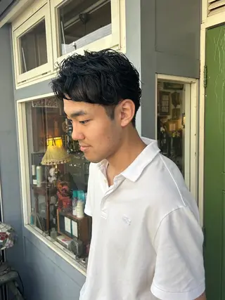 ショート パーマ メンズ 清水千優/パーマ/透 明感カラー/メンズのヘアスタイル