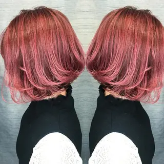 ショート カラー パーマ ヘアアレンジ ネイル マツエク・マツパ ボブ、縮毛矯正👑 心斎橋/高城涼也のヘアスタイル