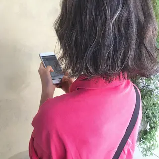 ミディアム カラー AMI ウルフパーマ/メンズのヘアスタイル