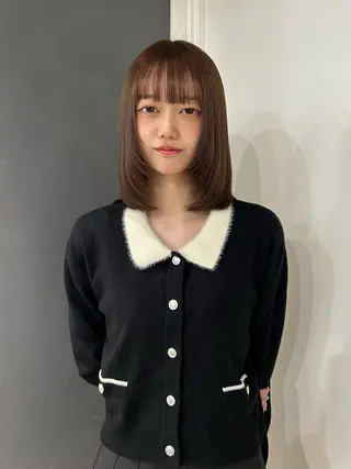ミディアム えり 堀江/ボブ /成人式カラーのヘアスタイル