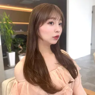 ロング カラー 早田 華のヘアスタイル