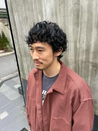 ミディアム パーマ メンズ ニュアンスパーマ/ メンズカット田島勇樹のヘアスタイル