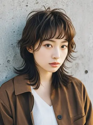 ミディアム ウルフカット 811 大阪梅田 ウルフのヘアスタイル