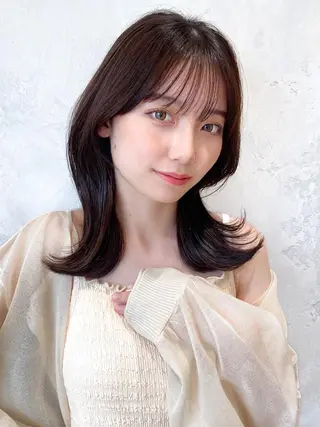 セミロング カラー 顔周り/くびれヘア 韓国ヘア💕風間るなのヘアスタイル