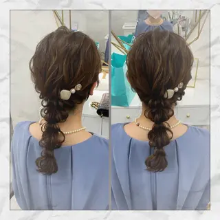 セミロング ヘアアレンジ ヘアセット/着付け 𓇼 松本 夏美𓇼のヘアスタイル