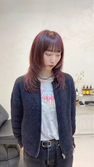 ミディアム カラー iet.所属・ウルフ/ボブ/耳ツボ ジュエリー◎ricoのヘアスタイル