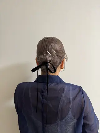 ミディアム ヘアアレンジ クキノケイカ /暖色カラーのヘアスタイル