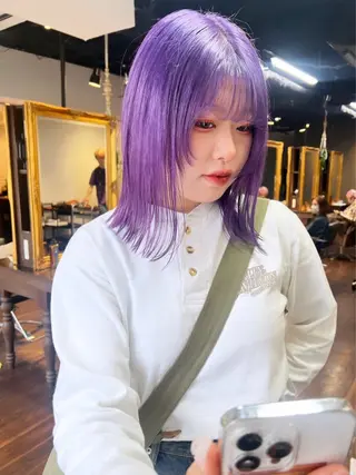 ミディアム カラー ヘアアレンジ ボブ/ダブルカラー 縮毛矯正/支持多数のヘアスタイル