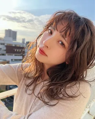 セミロング カラー パーマ 柔らか質感/髪質改善 ⚡️Ren⚡のヘアスタイル