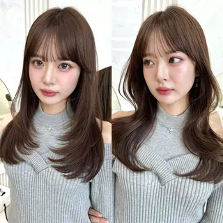 セミロング レイヤーカット/ 顔まわり/アオイのヘアスタイル