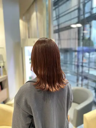 セミロング クロスパーマ/うる艶 カラー/Kurumiのヘアスタイル