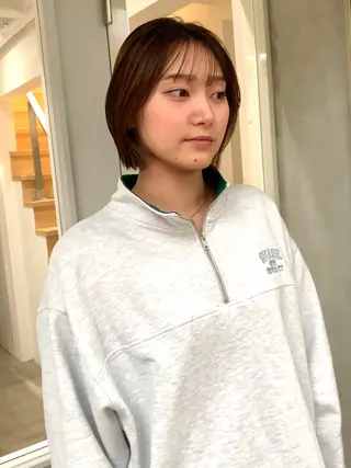 ショート カラー ✨コテ巻き風パーマ ✨川合佑哉のヘアスタイル