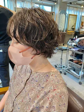 ショート カラー パーマ 似合わせカラーパーマ 🌿kitin米川のヘアスタイル