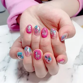 ロング カラー ネイル Q Free nailsのネイルデザイン