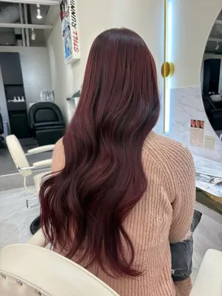 ロング カラー aku💞韓国風🩷 ピンクカラー🎀🩷のヘアスタイル