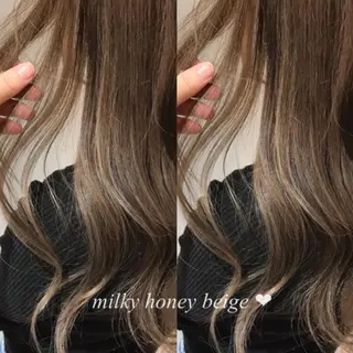 ロング カラー ブリーチなしカラー ダブルカラーエクステのヘアスタイル