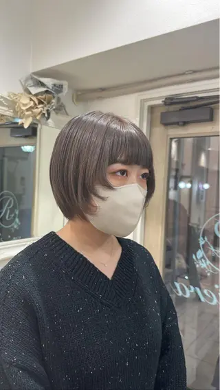 ショート cinq PROJECT所属・ミルクティーベージュ /三村克彦のヘアスタイル