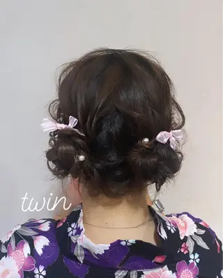 セミロング ヘアアレンジ 新谷 桃子のヘアスタイル