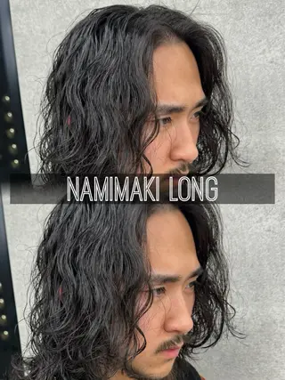 ロング パーマ メンズ センターパート/フェ ザー🔥SHUYAのヘアスタイル