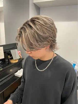 ミディアム カラー メンズ メンズカット/シャ ドウパーマ/KOBAのヘアスタイル