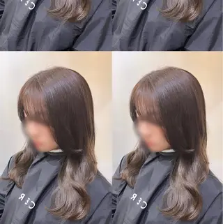 ミディアム カラー 透明感カラー |ベー ジュ|齊藤ひなののヘアスタイル