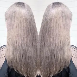 セミロング カラー ヘアアレンジ 髪質改善×ハイトーン 中田啄也のヘアスタイル