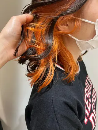 ミディアム カラー ヘアアレンジ 暗髪カラー🫐パーマ おくだりんかのヘアスタイル