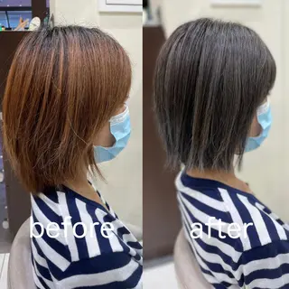 ミディアム カラー 安藤 明日翔のヘアスタイル