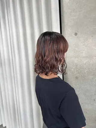 ミディアム カラー パーマ ボブパーマコテ巻き風 パーマNo1深江秀平のヘアスタイル