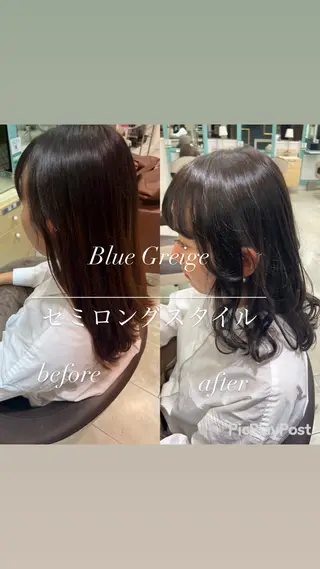 セミロング カラー 大人女性ぼかし メンズ強化🦙平作のヘアスタイル