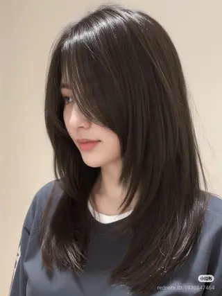 ロング カラー 中韓レイヤー/ ブラウン🤎はやとのヘアスタイル