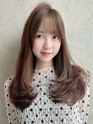 セミロング カラー パーマ 新宿✨顔周りカット 韓国ヘア/坂本亜裟海のヘアスタイル