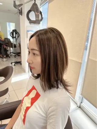 セミロング カラー 炭木 一也のヘアスタイル