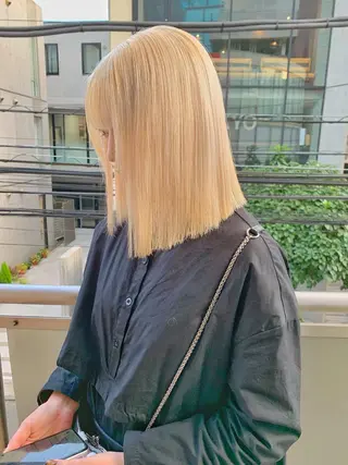 ミディアム ハイトーンNo.1✨ パーマ✨イマイタツヤのヘアスタイル