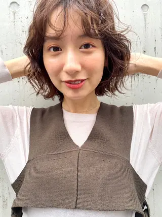 ショート カラー パーマ ヘアアレンジ 髪質改善カラー&TR 縮毛矯正/弱酸性矯正のヘアスタイル