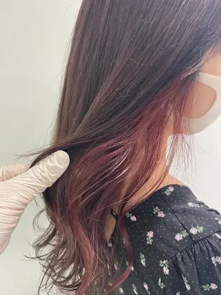 ミディアム カラー パーマ ヘアアレンジ ネイル マツエク・マツパ 韓国風ベージュ🤎 赤みなし🌿横浜🤎のヘアスタイル