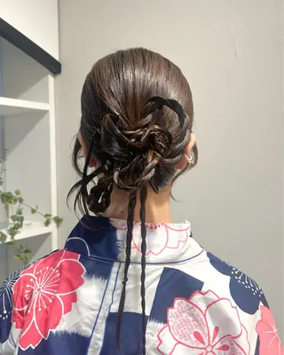 セミロング アレンジ/新宿 透明感カラー/ヤノのヘアスタイル