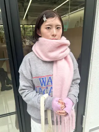 ショート カラー パーマ ヘアアレンジ 髪と音処　マトぺ所属・デザインカラー/ボブ ブリーチカラー/ユリのヘアスタイル