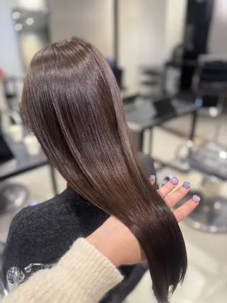 セミロング カラー パーマ ヘアアレンジ 透明感/オリーブ/ グレージュ/YUKAのヘアスタイル