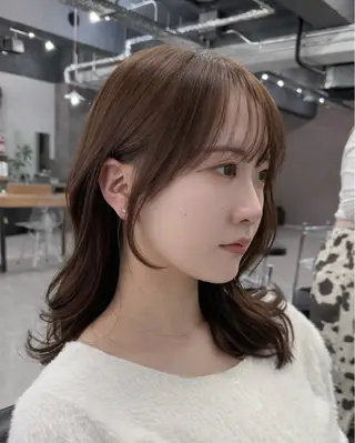 セミロング カラー レイヤーカット 韓国風PAOのヘアスタイル