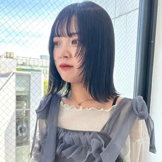 ミディアム カラー ボブ/くびれボブ/ 髪質改善/Ru-kaのヘアスタイル
