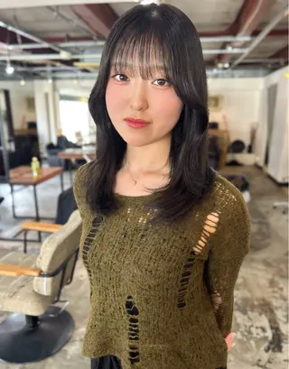 ミディアム カラー 透明感/ハイトーン カラー/SHISEIのヘアスタイル