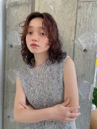 ミディアム パーマ パーマ/レイヤー 岩山丈一郎のヘアスタイル