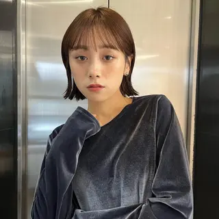 ミディアム saki‪🌱‬♡ /ボブ/透明感カラーのヘアスタイル