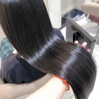 ロング 三箇島陽香/髪質改善 クロスパーマ縮毛矯正のヘアスタイル